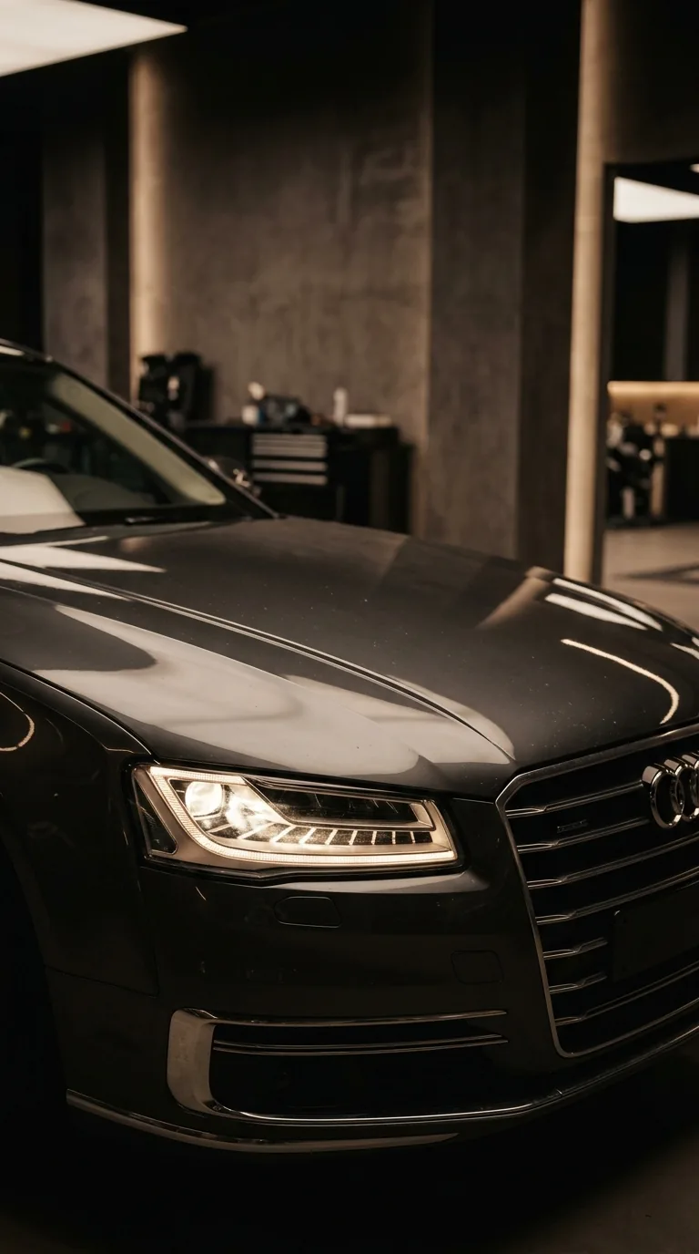 Premium luxury car inside the V-Elite Drives service studio, Tirupur